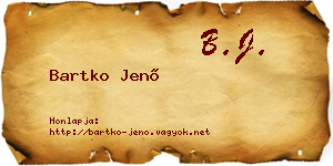 Bartko Jenő névjegykártya